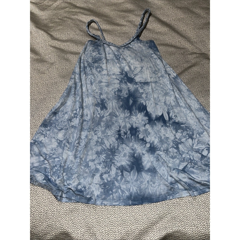 Green Dragon Tie Dyed Small Boho Blue Summer Midi Dress Cover Up Braided Straps